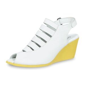 Arche EGZY CLOGS White and Yellow Leather Wedge Sandals Size 39 US Size 8